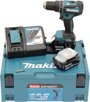 Makita DHP485RTJ 18V Li-Ion accu klopboor-/schroefmachine set (2x 5.0Ah accu) in Mbox - koolborstelloos