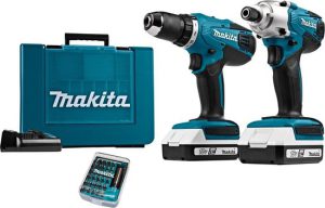 Makita combi kit DK18354X1 - Accuboor & slagschroever -  incl. 2 accu's + bitsetje